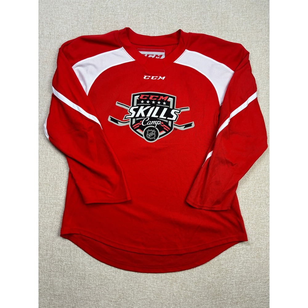 CCM NHL Skills Camp Hockey Practice Jersey Mens Medium Red White Long Sleeve